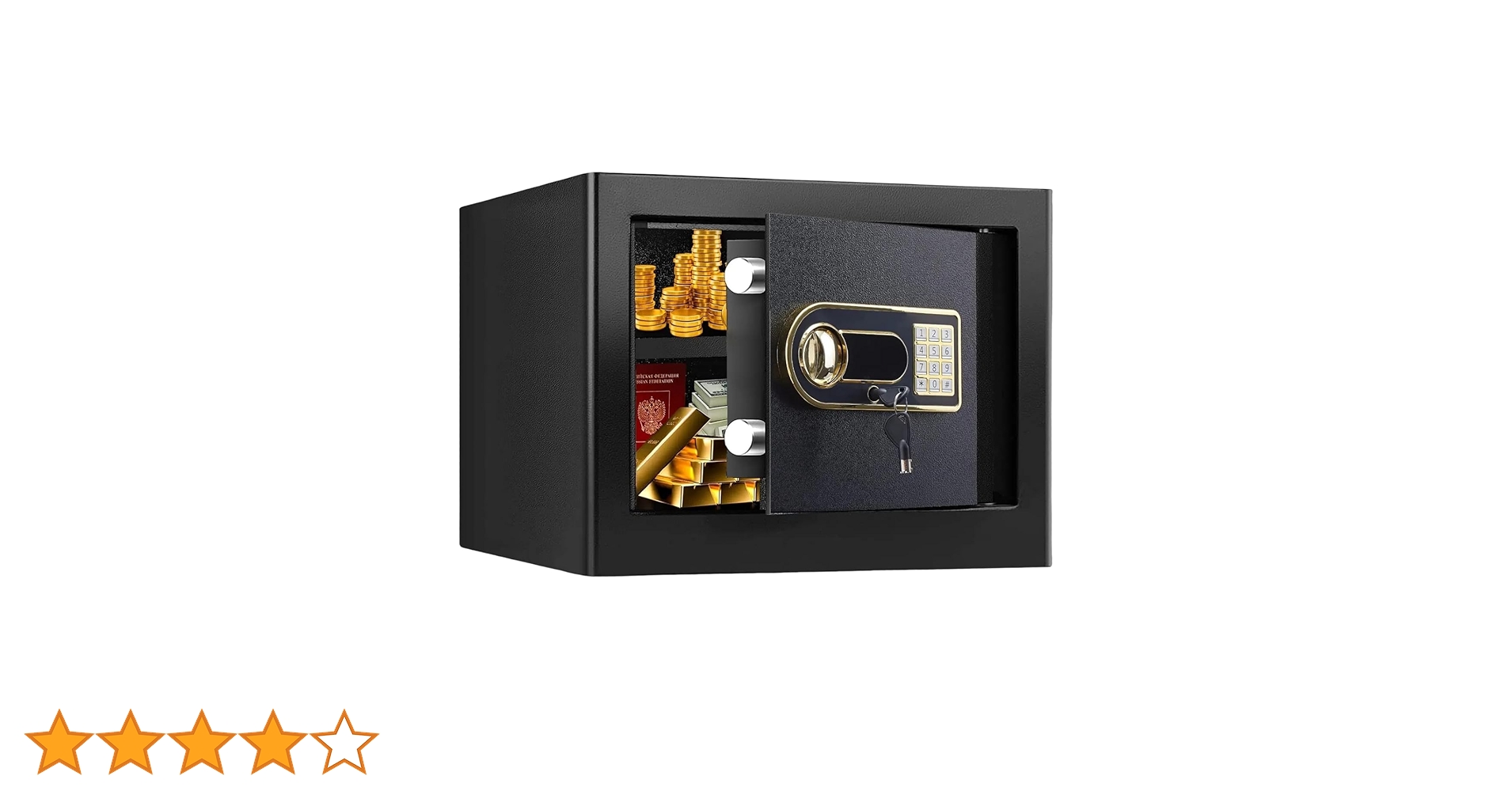 22L 指紋認証式 金庫 小型 電子金庫 家庭用 業務用 A4用紙対応 防犯 鍵